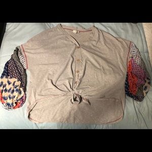 Long sleeve button down with detailed sleeves